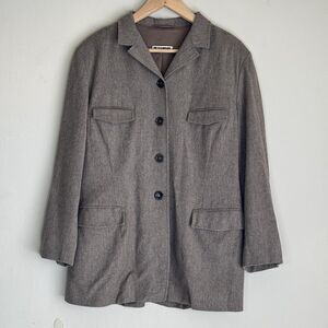 Jil Sander Vintage 90s Womens Jacket Wool Cashmere Blend 4 Button Size 42 Brown